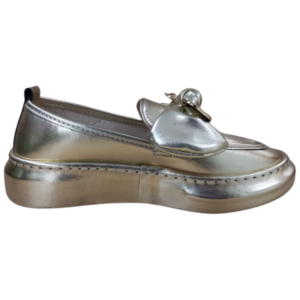 Metallic Gold Loafers with Chunky Sole