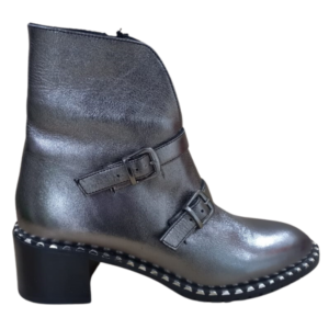 Black and Silver Ankle Boot